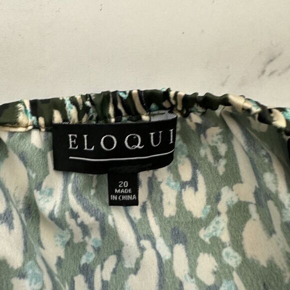 Eloquii Halter Neck Jumpsuit Plus Size 20 New Green Blue Print Satin Wide Leg - Picture 6 of 11